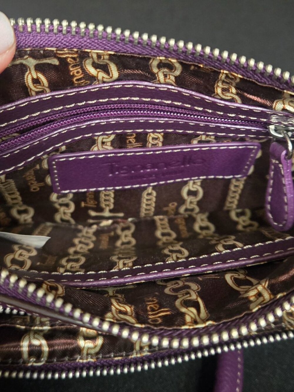 Tignanello Purple Genuine Leather Crossbody NWOT Organizer Bag - Picture 6 of 7